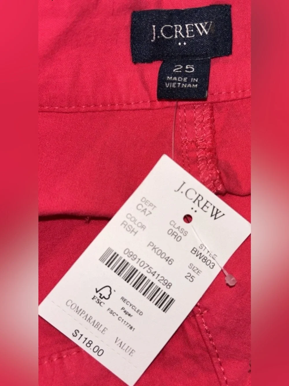 J.Crew Women’s Lizzie Wide Leg High Rise Linen Blend Jeans/Pants Hot Pink Sz 25